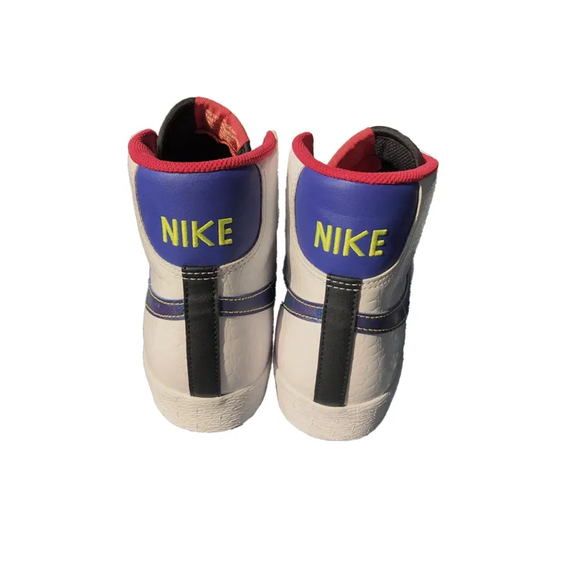Nike Blazer Anti-Slip Wear-Resistant High-Top Skateboard Shoes Women's White Blue-3