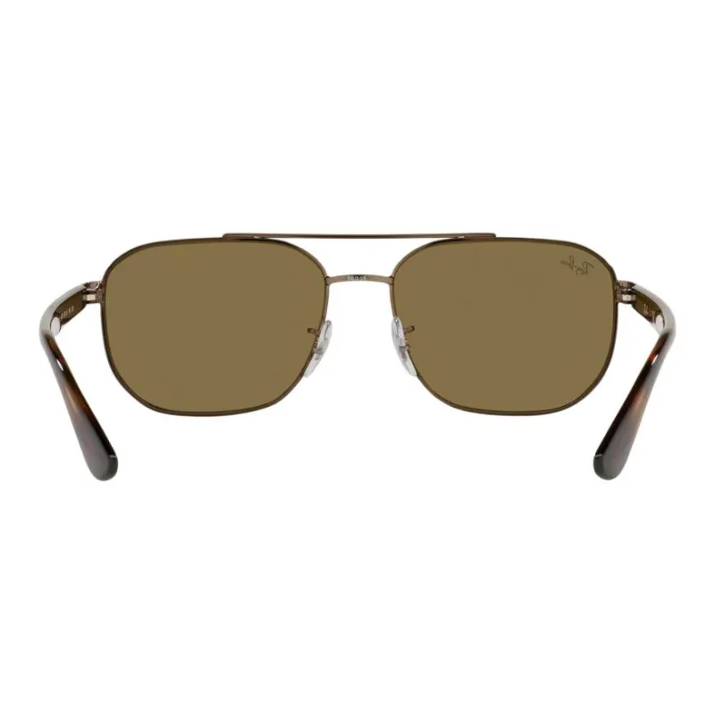 RayBan Metal Square Sunglasses Unisex Brown-3