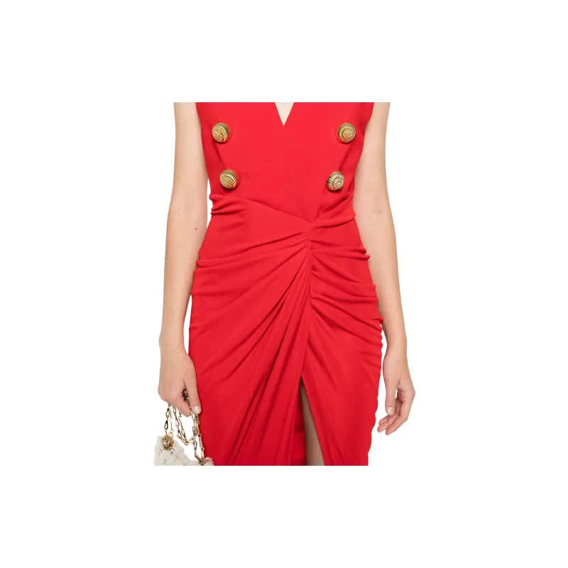BALMAIN Crepe Tailored Maxi Dress-4