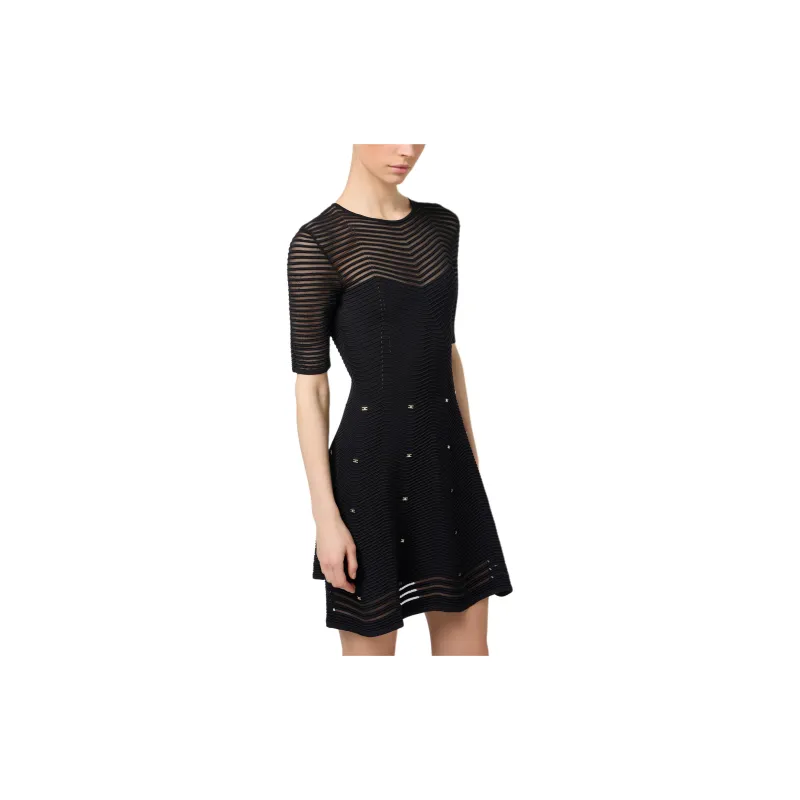 Elisabetta Franchi Herringbone Pattern Embellished Mini Dress-3