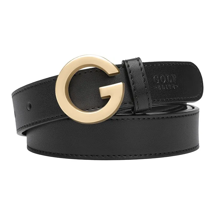 GOLF Cow Split Leather/Synthetic Leather Leather Belts Women's Black Gold/Caramel 2.6cm-0