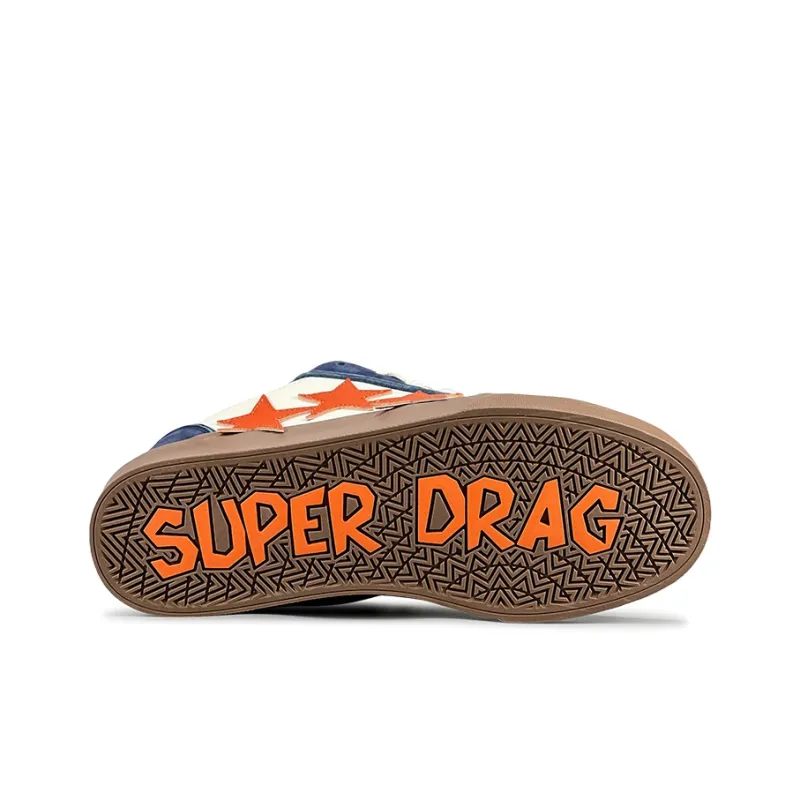 LuzaoT SUPER DRAG Coverage Anti Slip And Wear Resistant Low Top Skateboard Shoes Unisex Dark Blue Orange-5