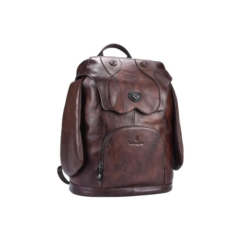 Hush Puppies Cow Leather Backpack Tubas Men's Coffee-1