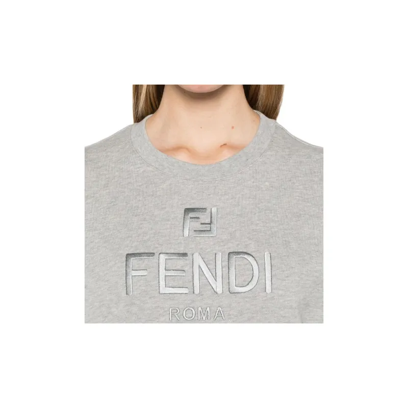 FENDI Logo Embroidered Crewneck Sweatshirt-4
