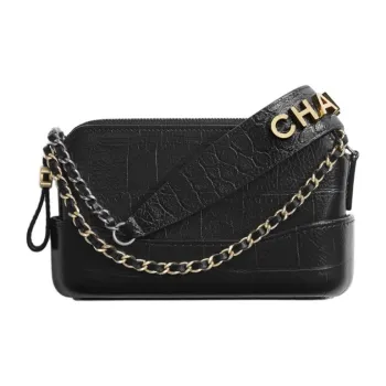 CHANEL Gabrielle Calfskin Shoulder Bag, Crossbody Bag Extra Mini Women's Black/Silver/Gold