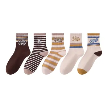 H YXIANG Mid Calf Socks Women's 5 Pack Mixed Color