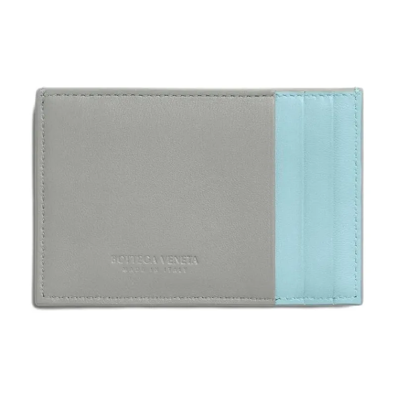 Bottega Veneta CASSETTE Lambskin Card Holder Women's Silver & Blue-1