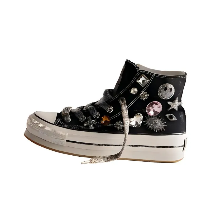 FREE PEOPLE Found Things High-Top Canvas Shoes Women's Black-2