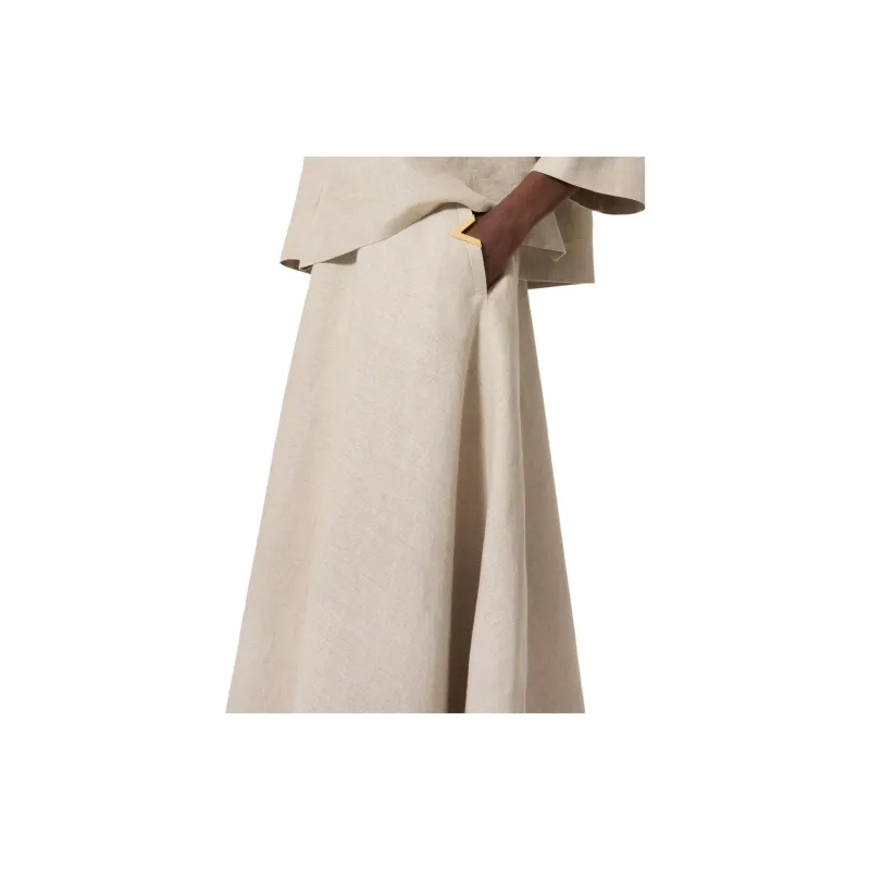 Valentino Logo Plaque High Waist Midi Skirt-7