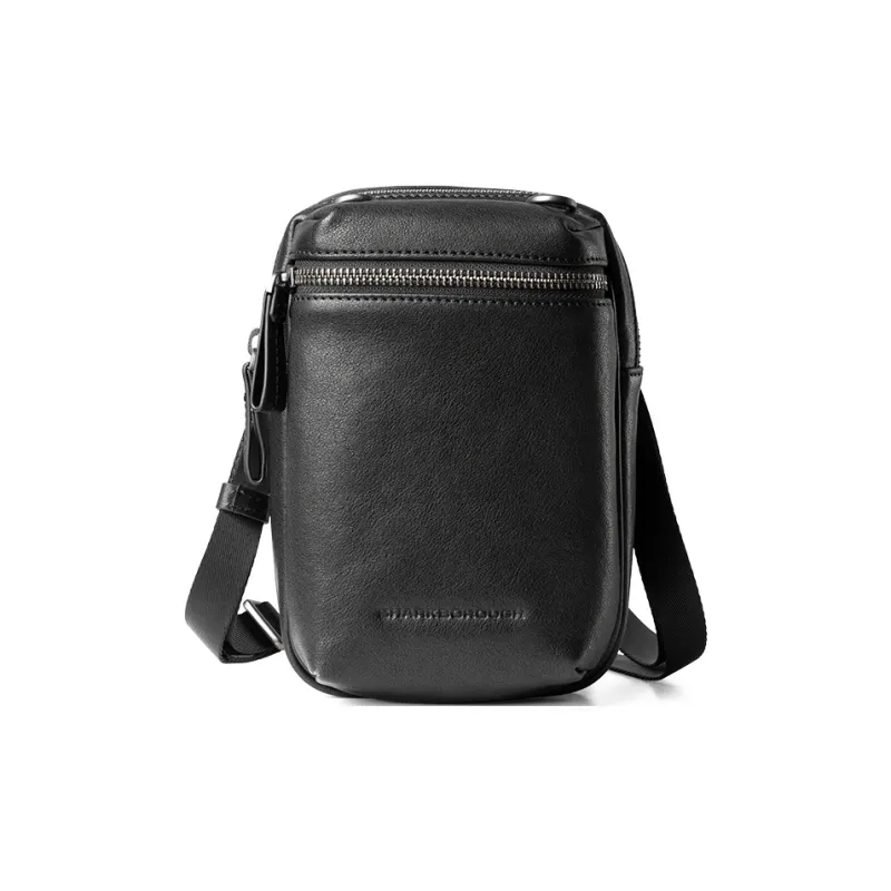 Sharkborough Cow Leather Fanny Pack, Shoulder Bag, Crossbody Bag Small Size Men's Black-1