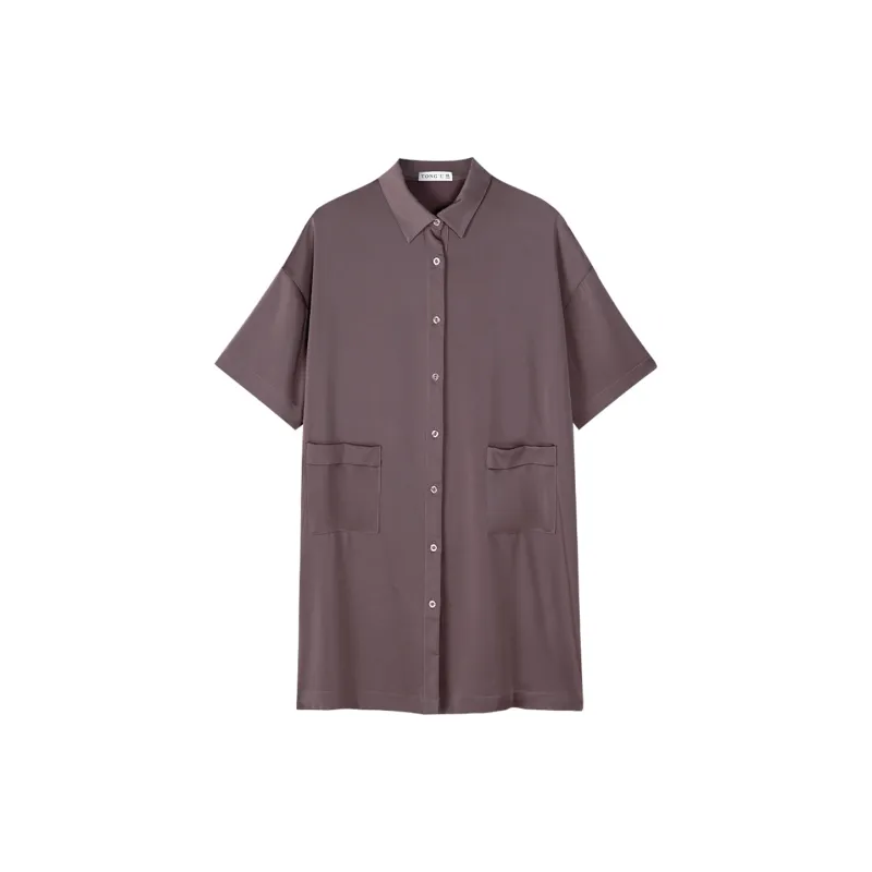 Same Language x CHAJISHIJUE Nightgown Summer Women's Labyrinth Purple Gray-0