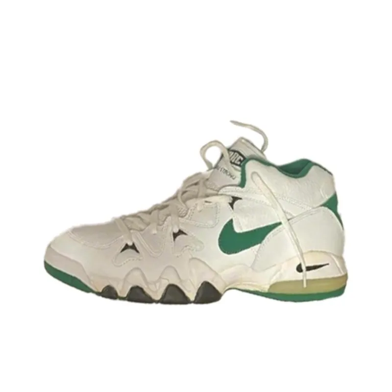 Nike Air 2 Strong Anti Slip Wear Resistant Mid Top Vintage Basketball Shoes Unisex White-0