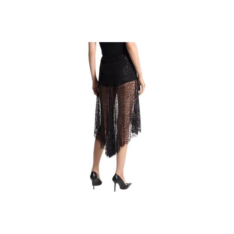 MICHAEL KORS Hand-Embroidered Sequin Chantilly Lace Skirt-1