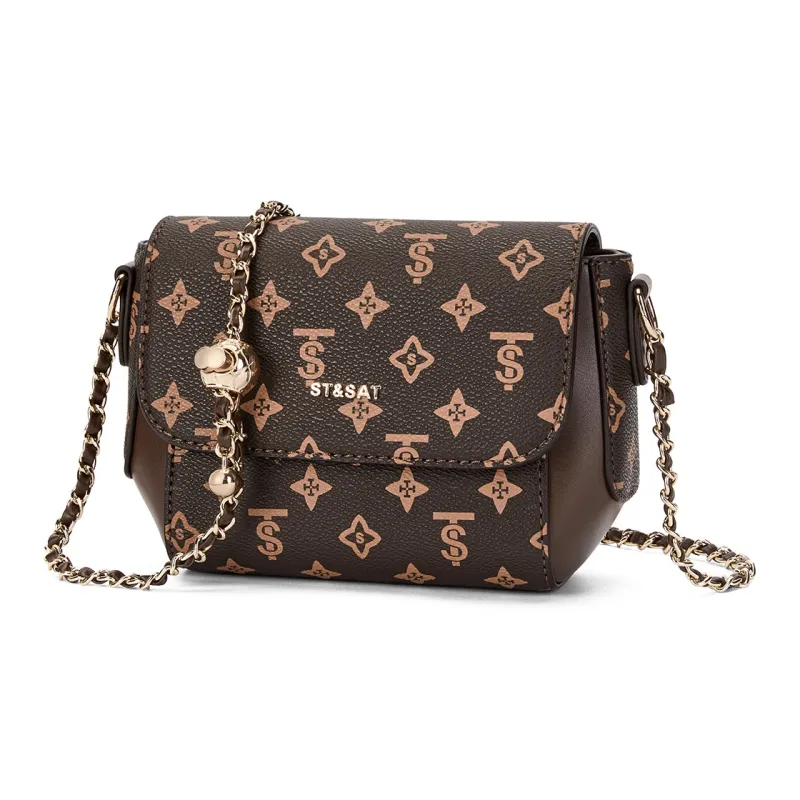 ST&SAT PVC Crossbody Bag Regular Women's Coffee/Apricot-3