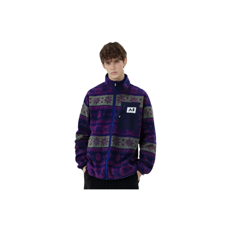 Bape Snow Pattern Relaxed Fit Zip Fleece-2