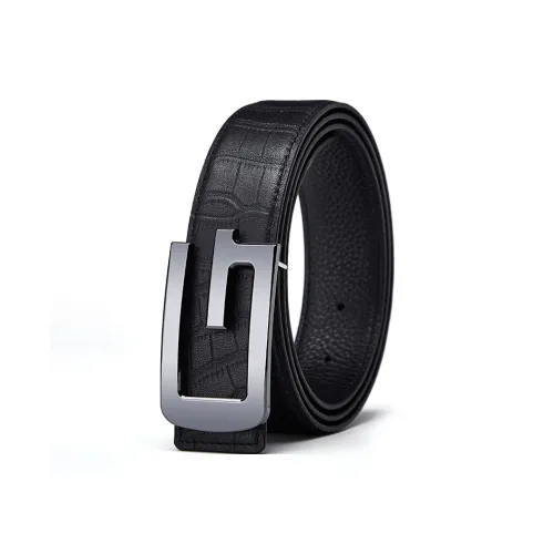 Jeccieziio Top Grain Cow Leather Belts Men's Gunmetal Width 3.5CM, Free Greeting Card Writing, Photo Printing