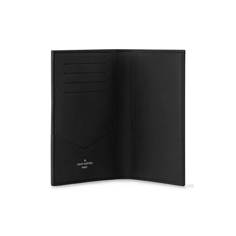 LOUIS VUITTON Monogram Shadow Embossed Cow Leather Passport Holder Men's Black-2