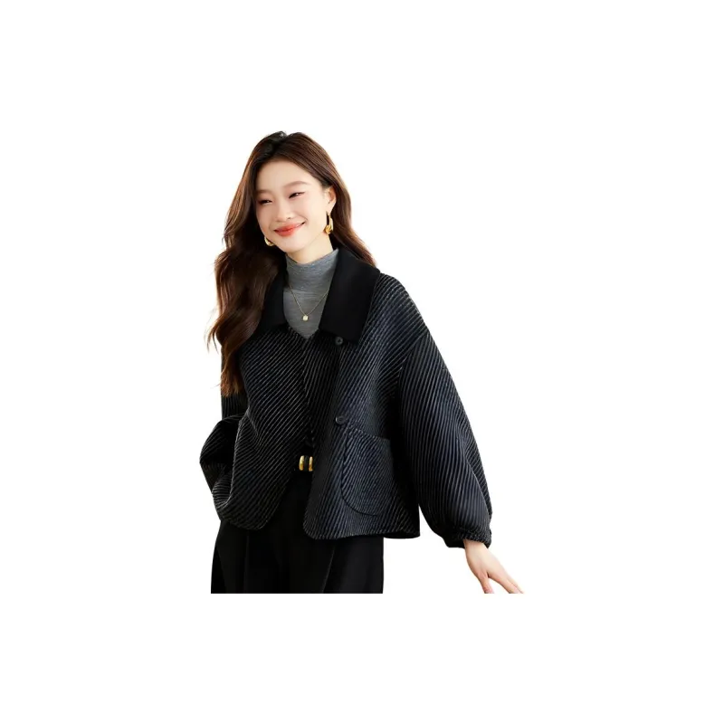 La Chapelle Coat Women's Fine Grained Black-2
