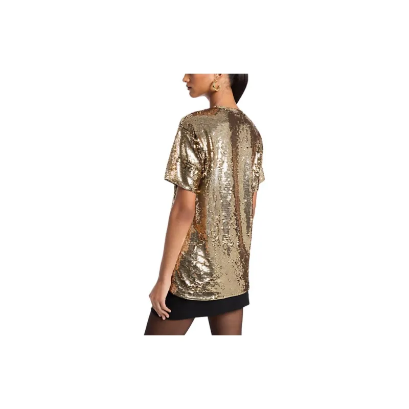MICHAEL KORS Sequined Jersey Oversized T-Shirt-1