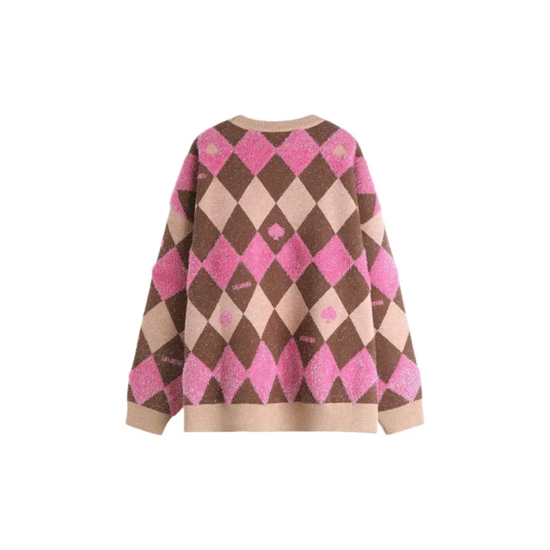 LALABOBO Knitwear Women's Multicolor Diamond Pattern-1