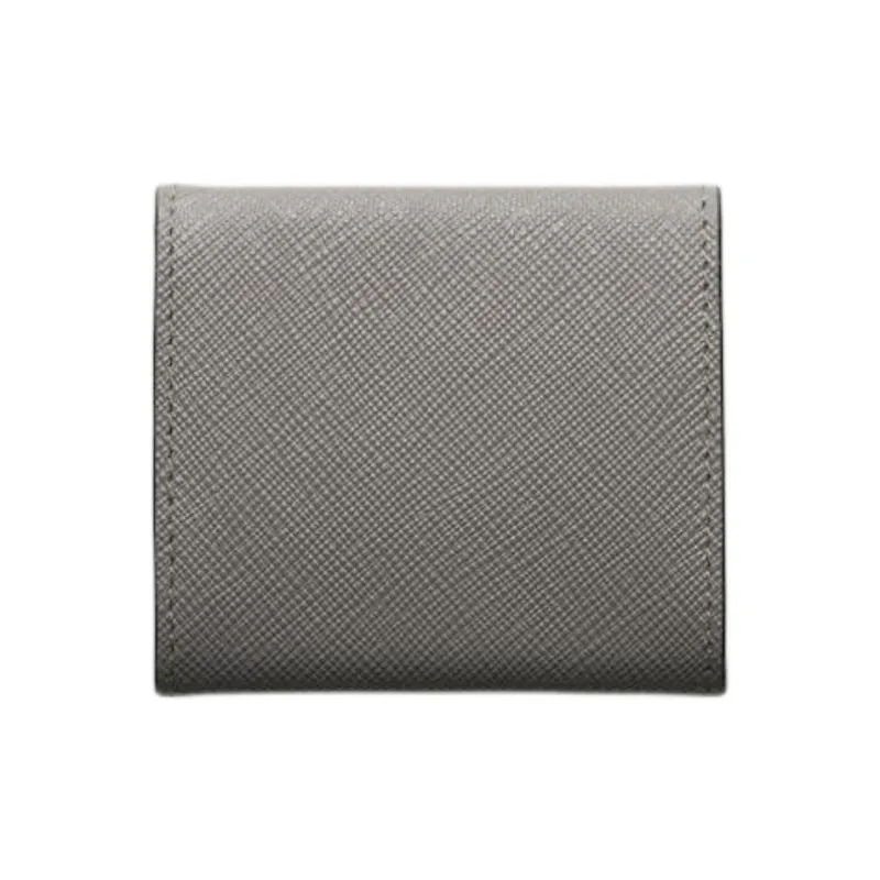 PRADA Saffiano Leather Coin Purse Men's Light Gray With Caramel-1