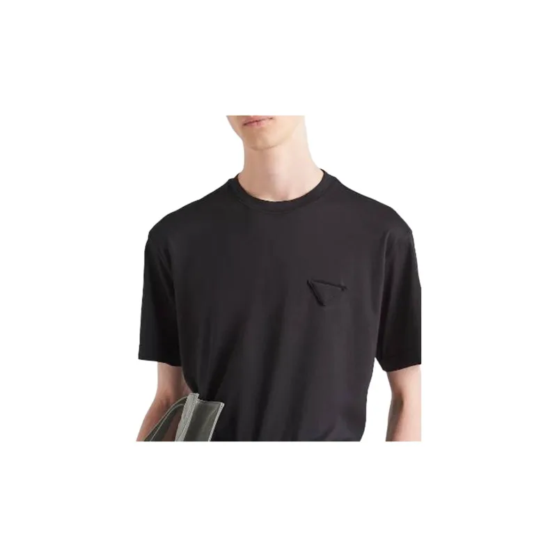 PRADA Logo patch Cotton T shirt-5