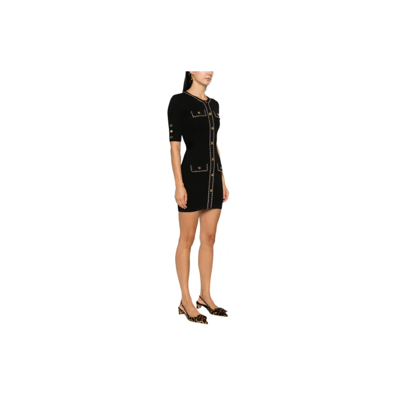 Elisabetta Franchi Chain Detailed Crewneck Mini Dress-3