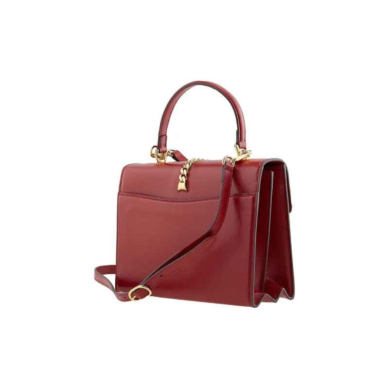 GUCCI Sylvie 1969 Leather Shoulder Bag Crossbody Bag Handbag Small Size Women's Red-2