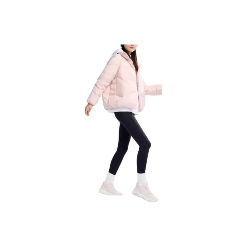 QIAODAN Variety Training Collection Down Jacket Women's White Peach Pink-3