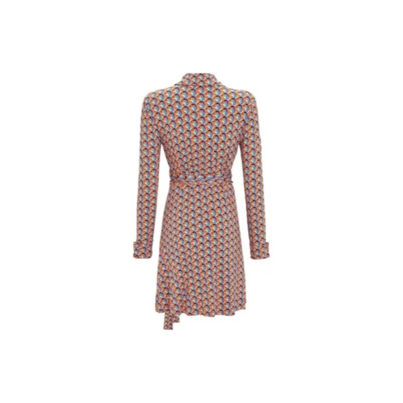 DVF Diane Von Furstenberg SS23 Long-Sleeved Dresses Women's Pink Blue-1