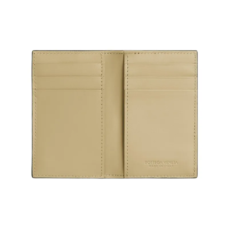 Bottega Veneta CASSETTE Calfskin Card Holder Men's Cream & Khaki-1