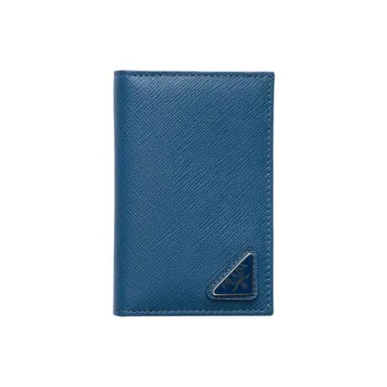 PRADA Leather Card Holder Unisex Blue
