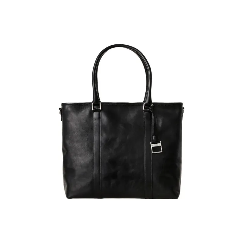 SAMSONITE Cow Leather Tote Bag Shopping Bag Shoulder Bag Crossbody Bag Handbag Unisex Black-0