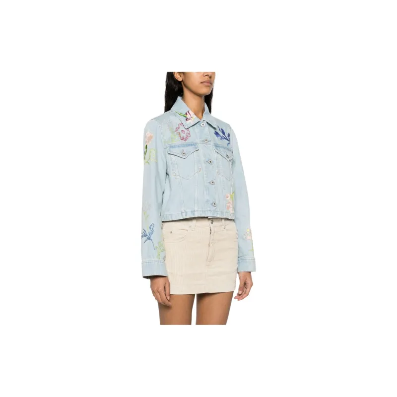 KENZO Floral Logo Embroidered Denim Jacket-4