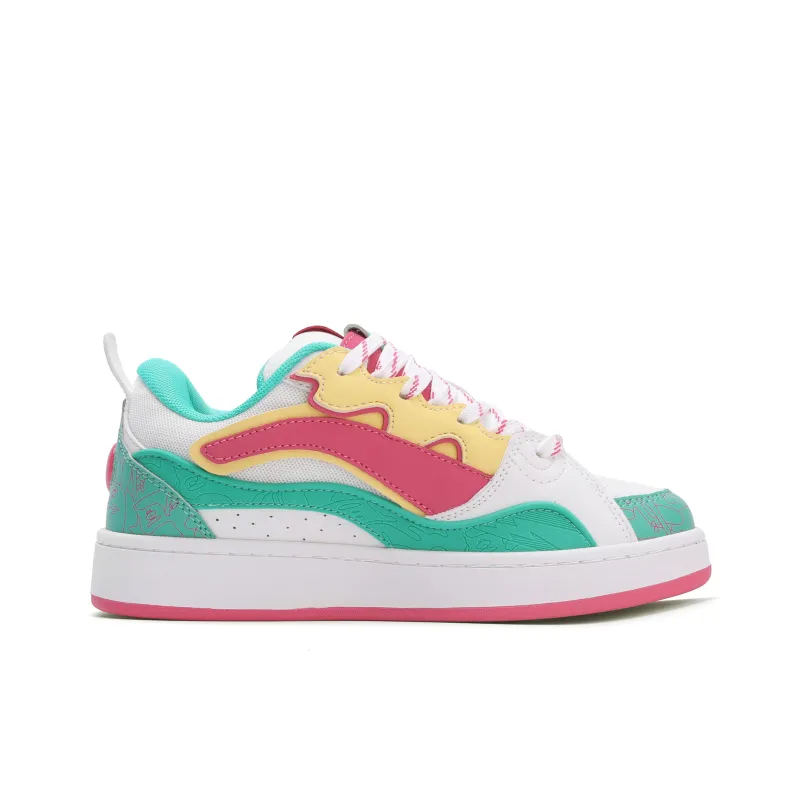 GLO BULL Skateboard Shoes Women's Low Top White Light Lake Blue Pink-1