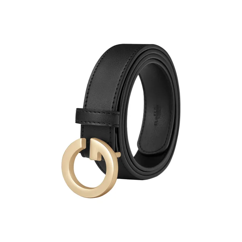 GOLF Cow Split Leather/Synthetic Leather Leather Belts Women's Black Gold/Caramel 2.6cm-1