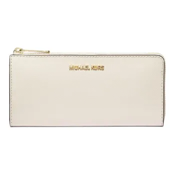 MICHAEL KORS Jet Set Travel Cross-Stitch Leather Wallet Large Size Women's Milk White