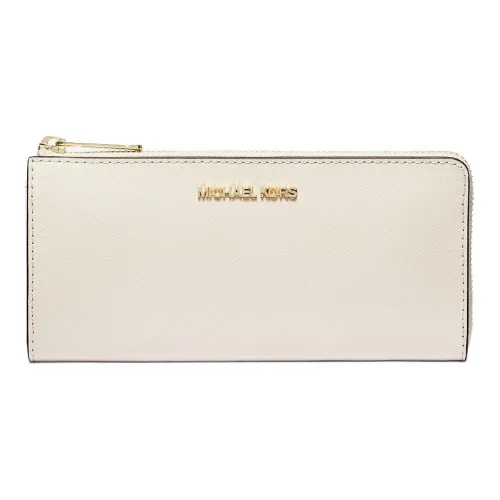 MICHAEL KORS Jet Set Travel Cross-Stitch Leather Wallet Large Size Women's Milk White