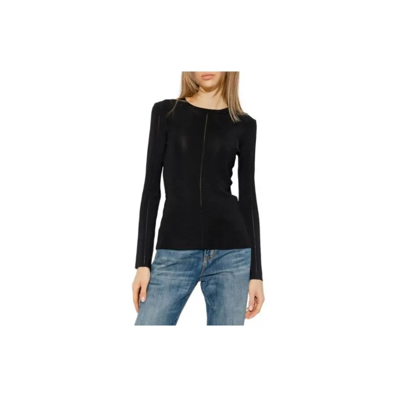 SAINT LAURENT Long Sleeved Crewnecck Rib Knitted Top-2