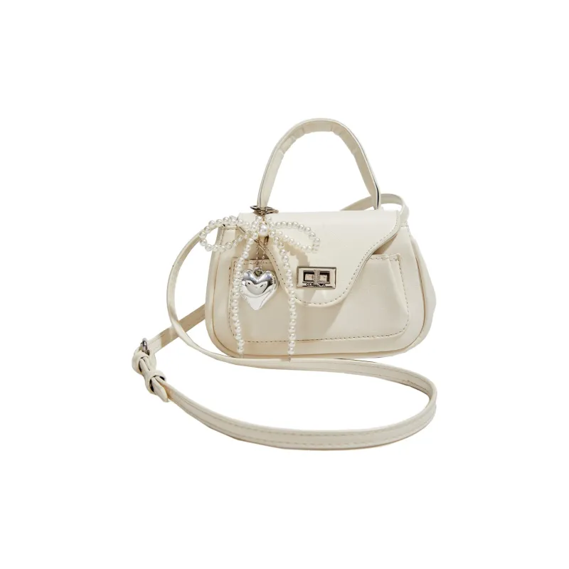NOMK PU Handbag, Shoulder Bag, Crossbody Bag Regular Women's Ecru/Cherry Red/Silver/Black-0