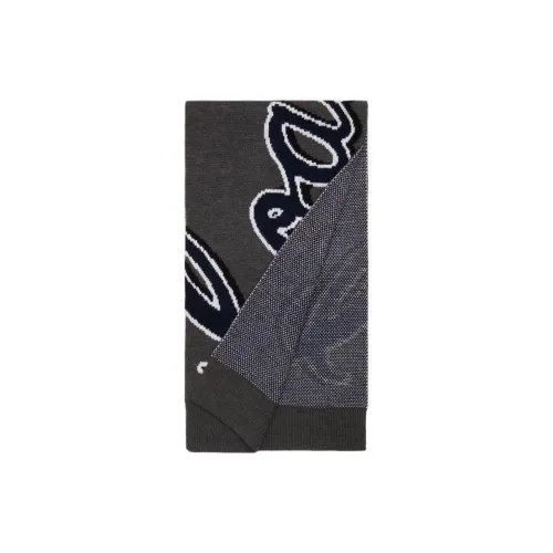 COACH Acrylic Wool Knit Scarves Unisex Gray