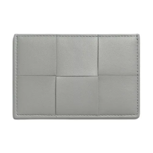 Bottega Veneta CASSETTE Lambskin Card Holder Women's Silver & Blue