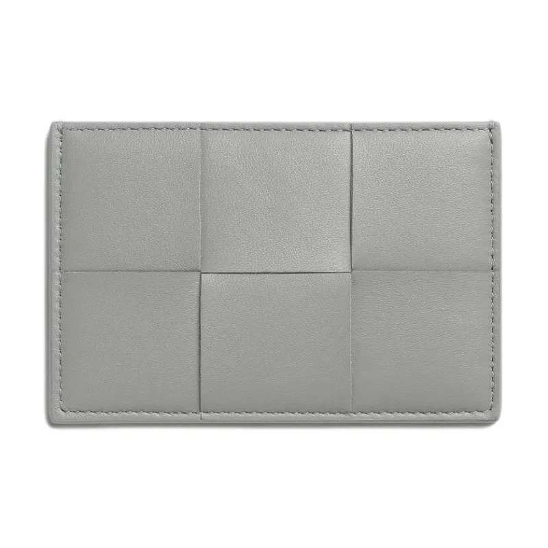 Bottega Veneta CASSETTE Lambskin Card Holder Women's Silver & Blue-0