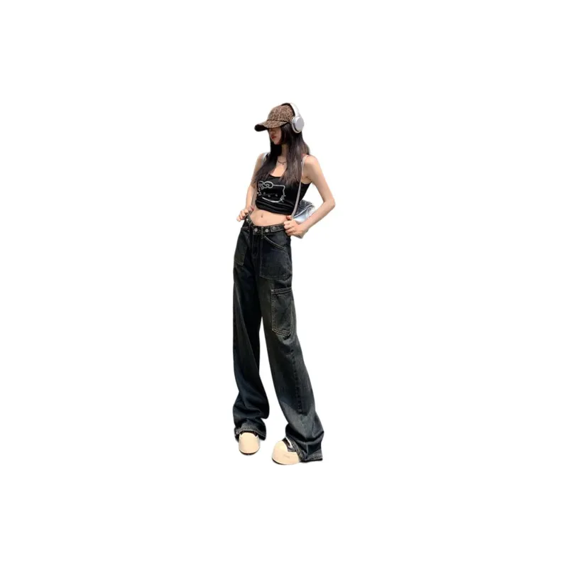 YINLEI Jeans Women's Vintage Blue-1