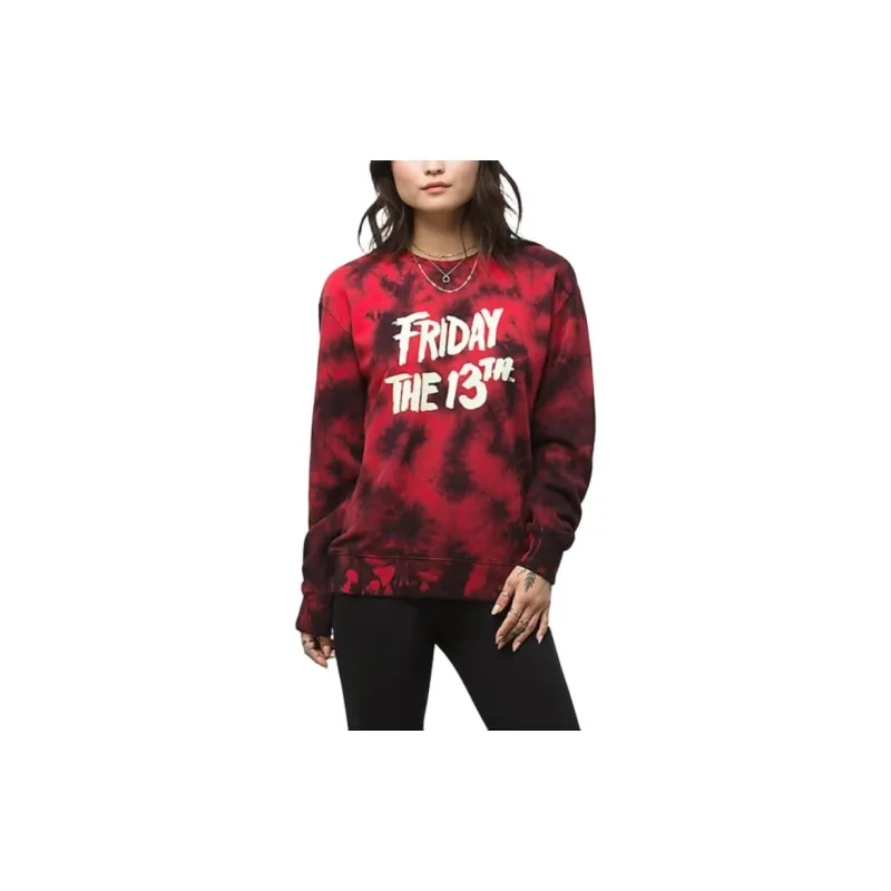 Vans X Friday The 13th Boyfriend Pullover Crew Sweatshirt Red-2