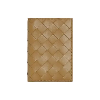 Bottega Veneta Lambskin Passport Holder Women's Dark Peanut Candy & Orange
