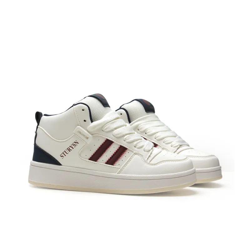 STUR YSN High Top Skateboard Shoes Women's White Burgundy-3