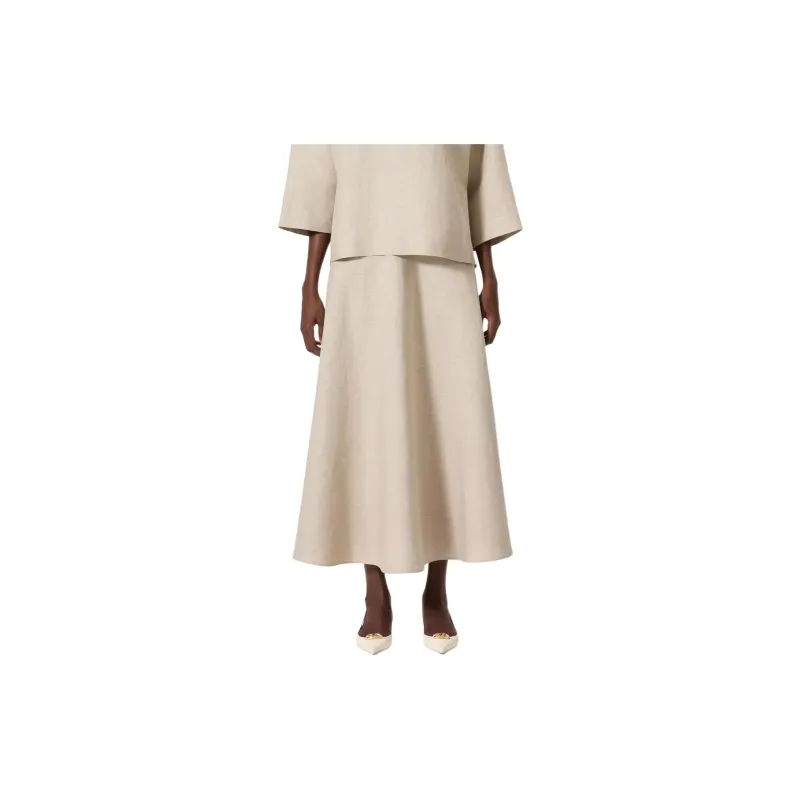 Valentino Logo Plaque High Waist Midi Skirt-5