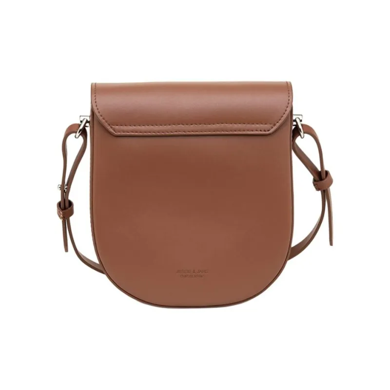 JESSIE&JANE Cow Leather Saddle Bag, Shoulder Bag, Crossbody Bag Unisex Dan Wheat Brown-2