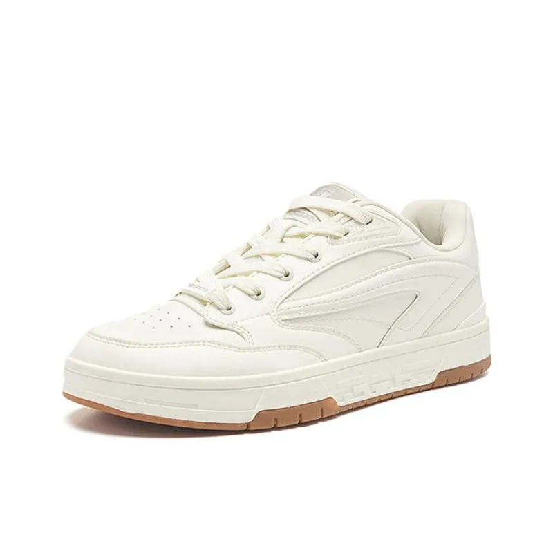 QIAODAN Anti Slip Wear Resistant Low Top Skateboard Shoes Men's White-0
